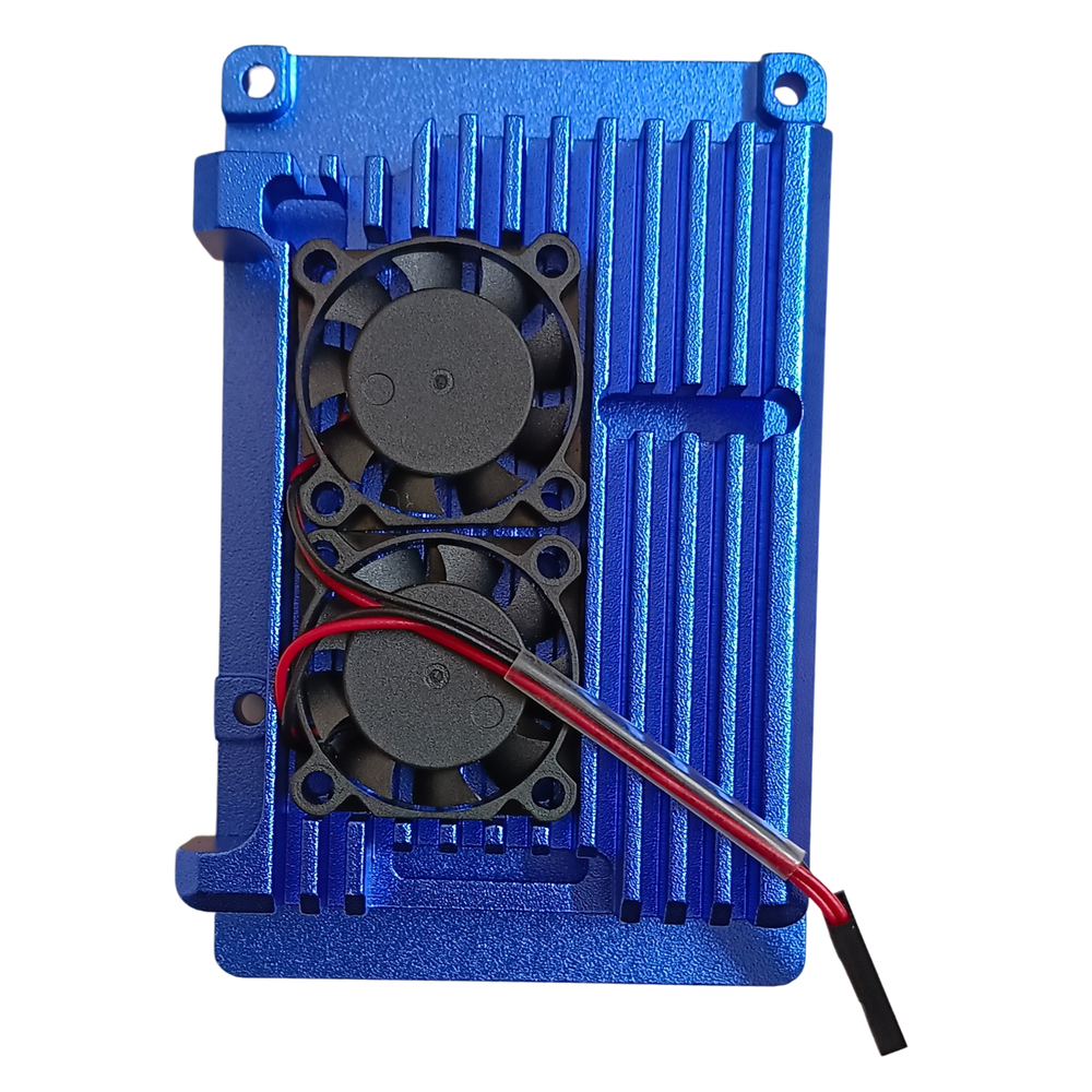 Metal case with double fan for raspberry PI 4 - Blue colour -Raspberry Pi -Raspberry Pi Case -Robocraze