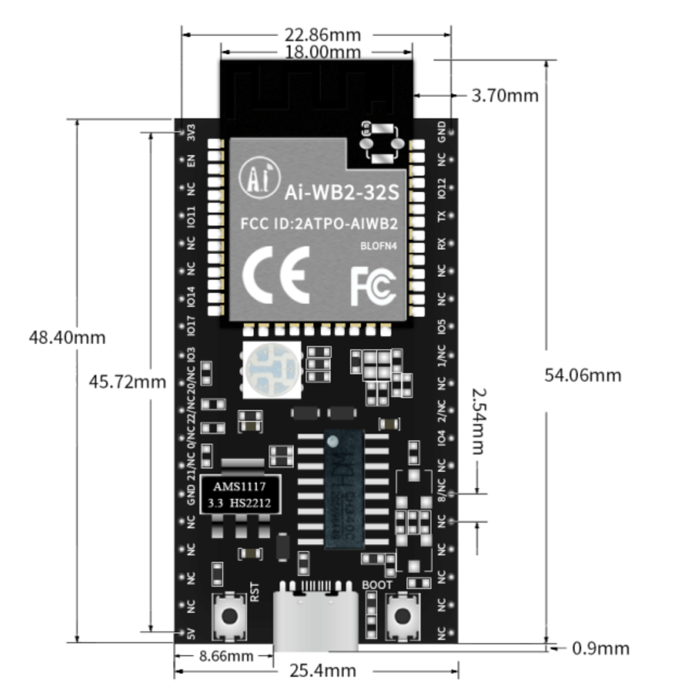 NODEMCU Ai-Thinker AI-WB2-32S-Kit Development Board Supports Wi-Fi 802.11b/g/n and BLE 5.0 Protocol -Robocraze