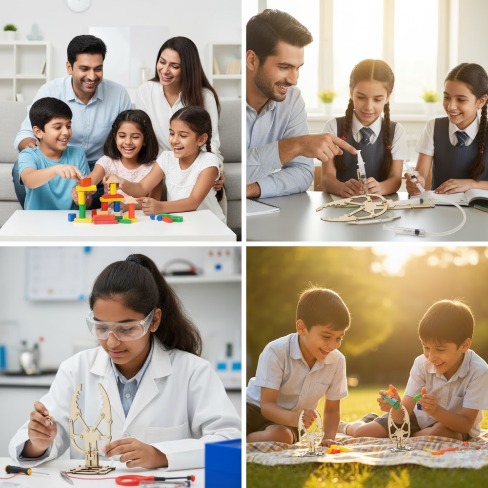 Pludo Hydraulic Claw STEM Kit – DIY Science Experiment Kit for Kids 11–14 | Grade 6–8 Learns Fluid Force -DIY Kit -Pludo Education Kit -Robocraze