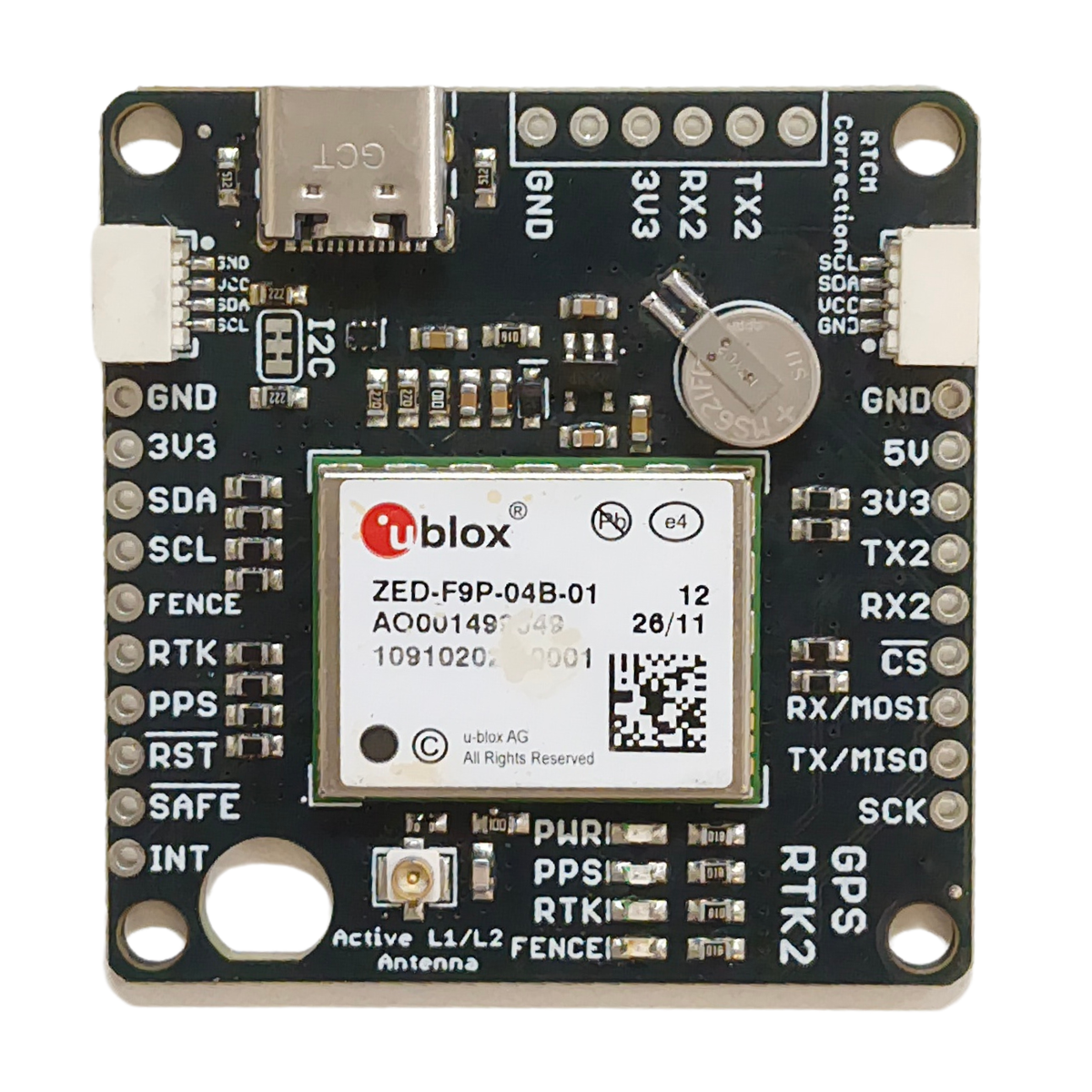 SmartElex GPS-RTK Board UFL ZED-F9P-04B -IOT & Wireless Boards -GSM, GPS, GPRS -Robocraze