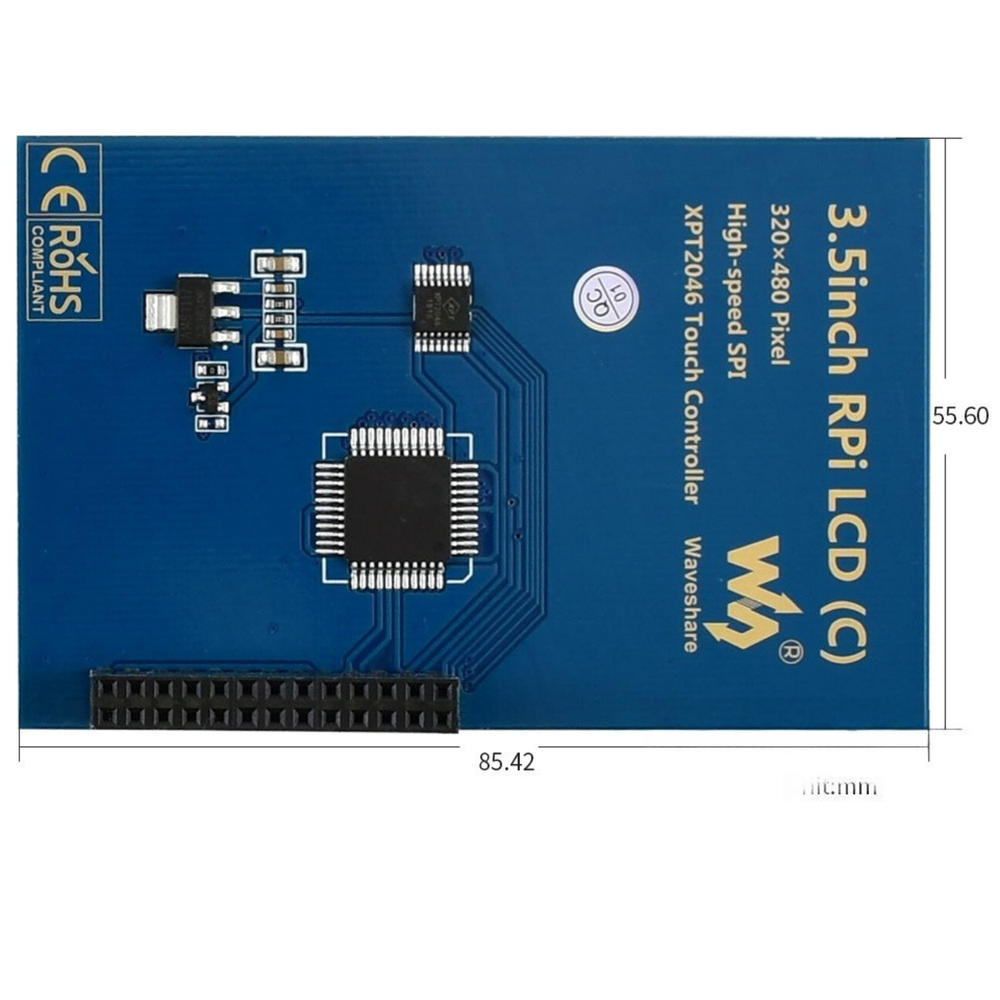 Waveshare 3.5-Inch 480×320 SPI Resistive Touch LCD Display (C) for Raspberry Pi -Displays -LCD Displays -Robocraze