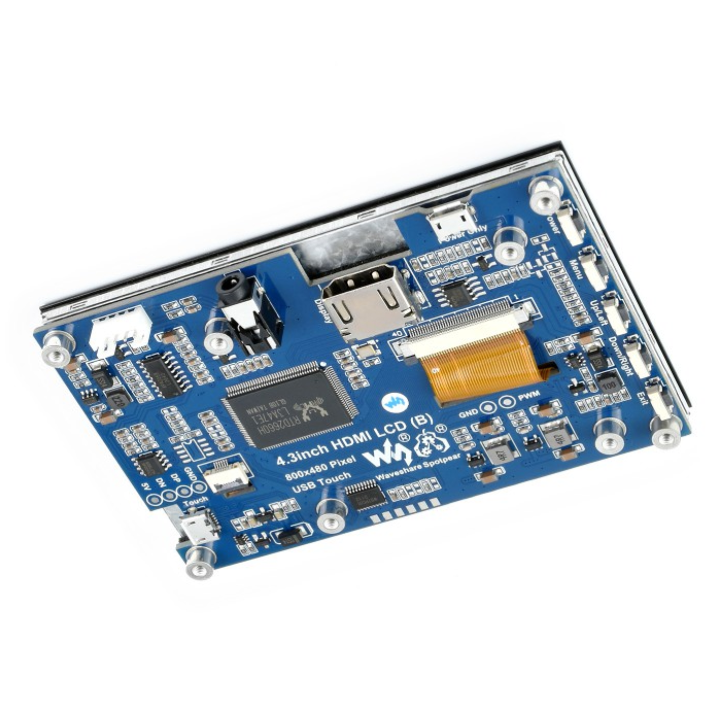 Waveshare 800×480 4.3-Inch HDMI IPS Capacitive Touch LCD Display (B) for Raspberry Pi -Displays -LCD Display -Robocraze