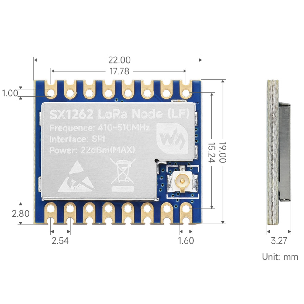Waveshare Core1262 HF LoRa Module with SX1262 Chip Long-Range -IoT & Wireless Boards -LoRa -Robocraze
