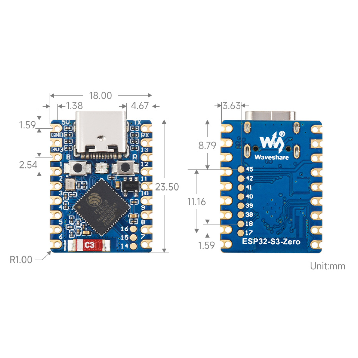 Waveshare ESP32-S3-Zero Development Board 240MHz with 2.4GHz Wi-Fi & Bluetooth 5 -IoT & Wireless Modules -ESP Modules -Robocraze