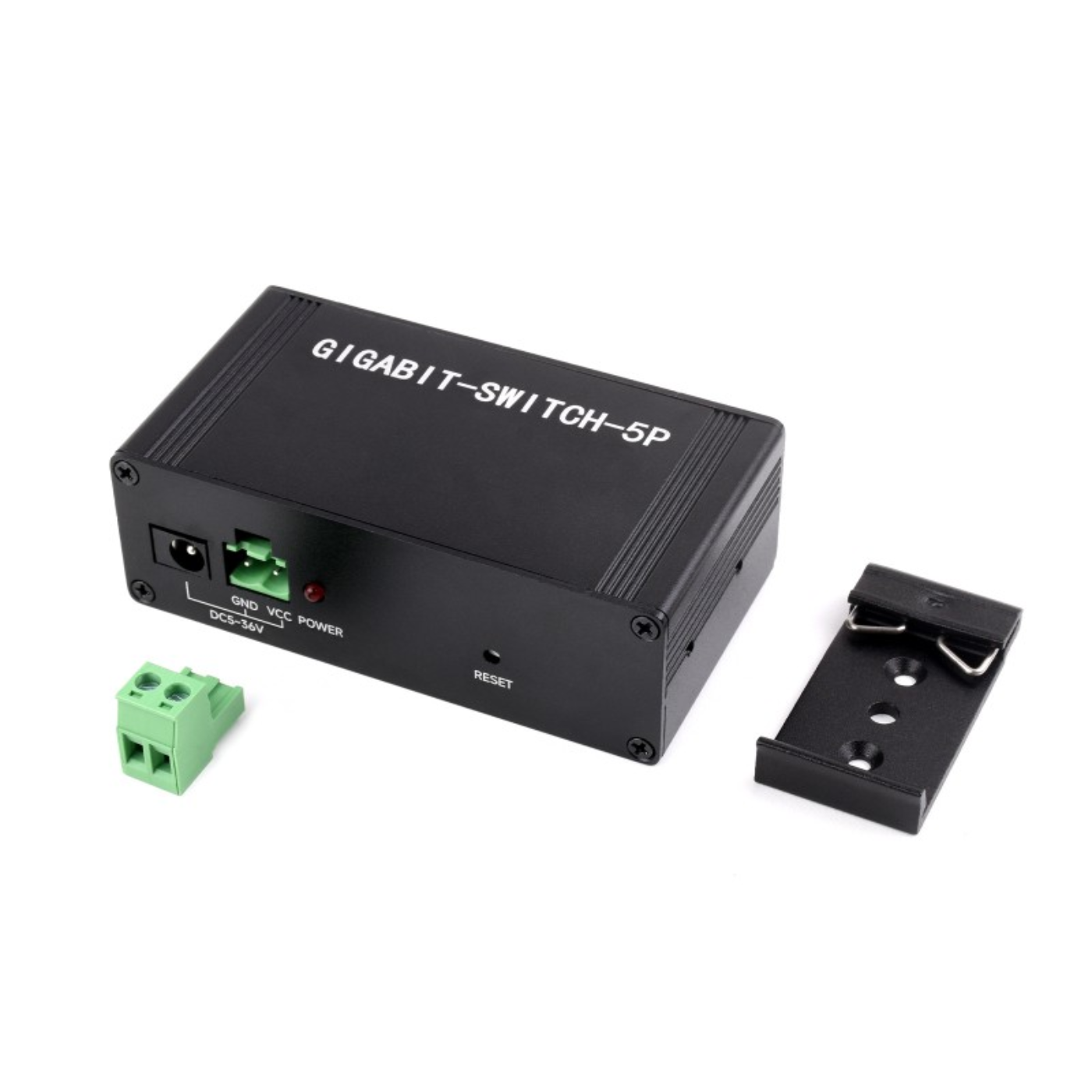 Waveshare Industrial 5-Port Gigabit Ethernet Switch – 10/100/1000Mbps Full-Duplex, DIN Rail Mount -Cables -Ethernet -Robocraze