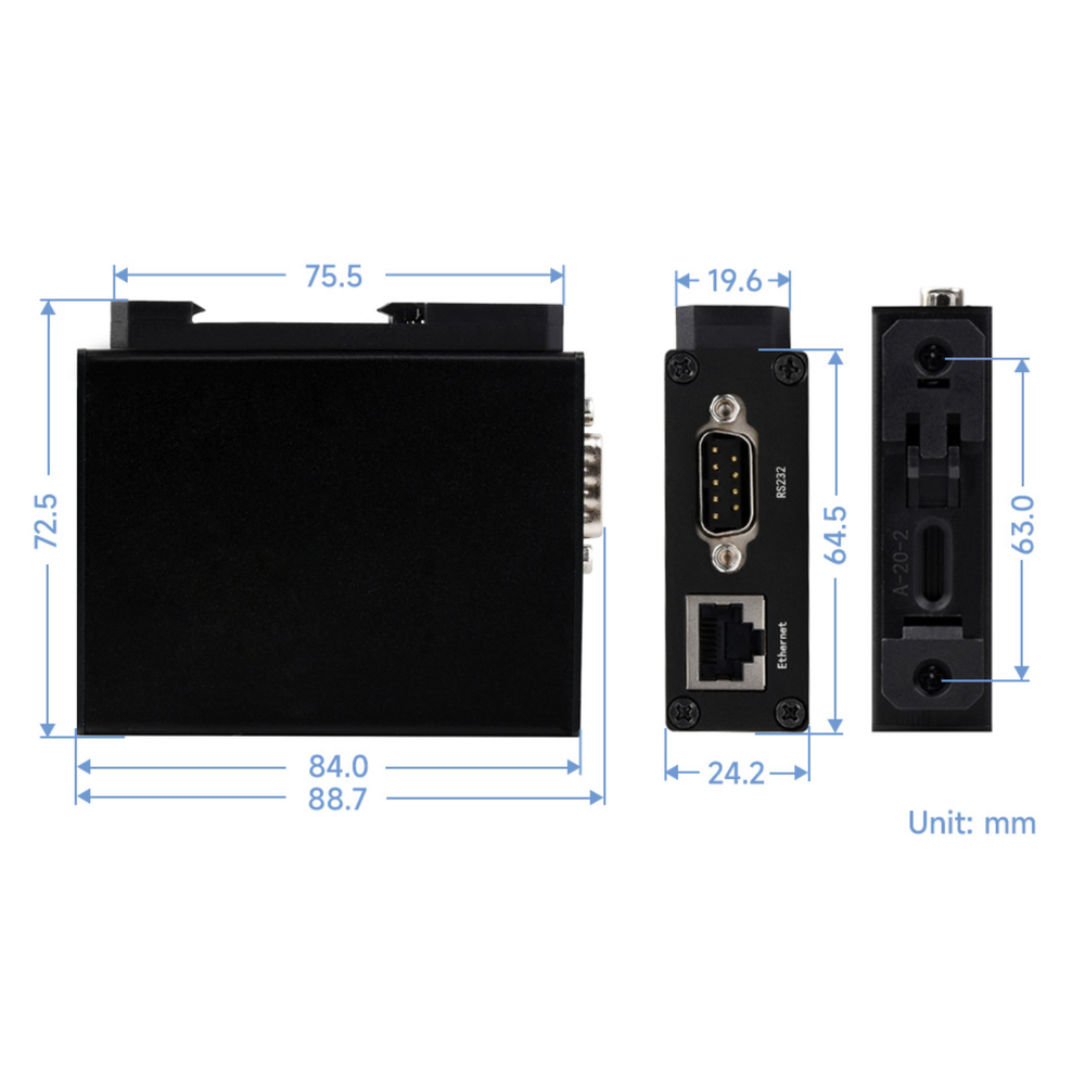 Waveshare Industrial Serial Server - RS232/RS485/RS422 to RJ45 Ethernet Converter with TCP/IP Support -Industrial Electronic Modules -Robocraze