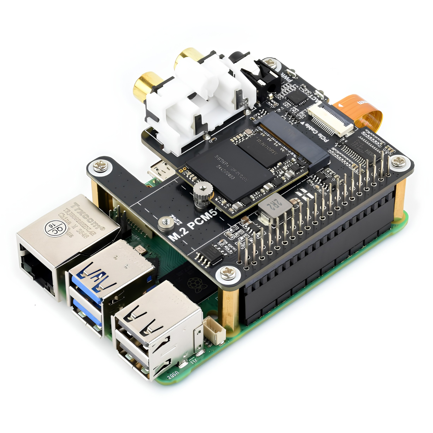 Waveshare PCIe to M.2 HAT with I2S Audio Extension for Raspberry Pi -Raspberry Pi & Accessories -HATS -Robocraze