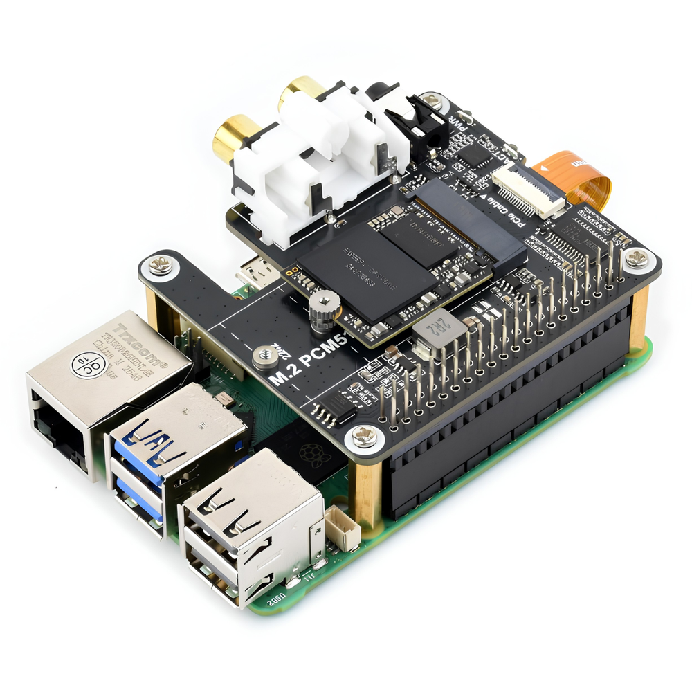 Waveshare PCIe to M.2 HAT with I2S Audio Extension for Raspberry Pi -Raspberry Pi & Accessories -HATS -Robocraze