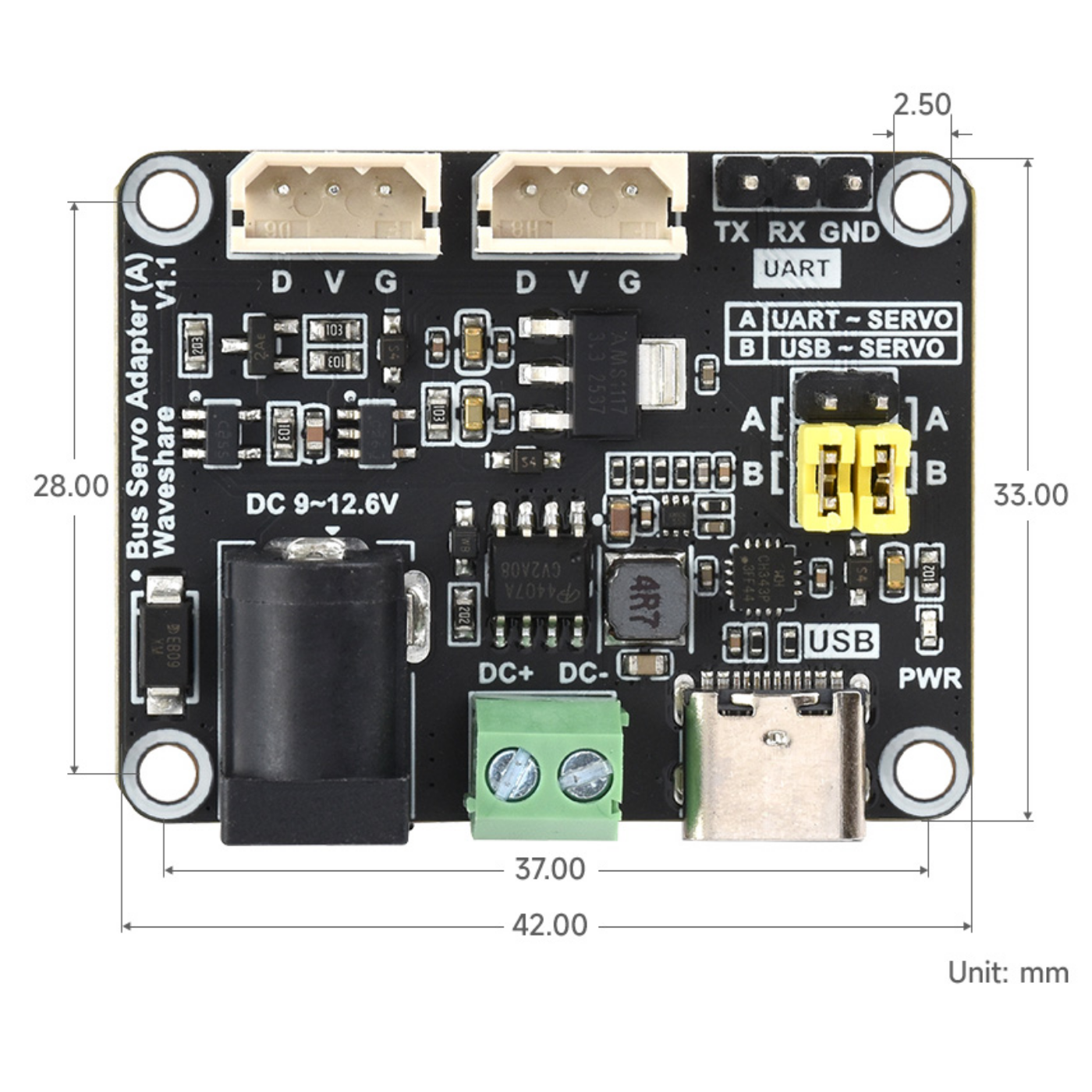 Waveshare Serial Bus Servo Control Board for ST/SC Series Servos with Integrated Power Supply -Motors & Mechanical -Motor Drivers -Robocraze