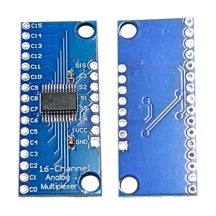 CD74HC4067 16-Channel Multiplexer – Analog multiplexer IC with 16 channels for signal routing. -Robocraze