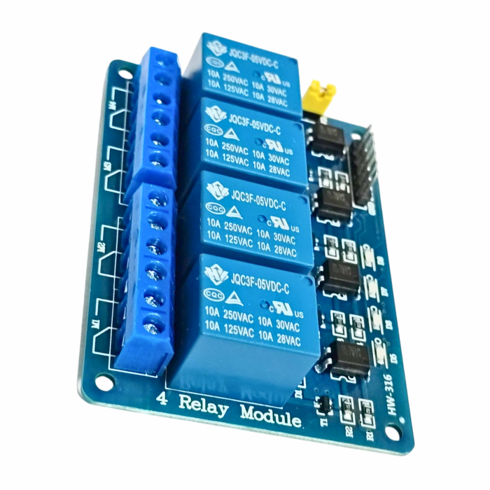 4-Channel 5V Relay Board – 4-channel 5V relay board for electronics projects. -Relay Module -Robocraze