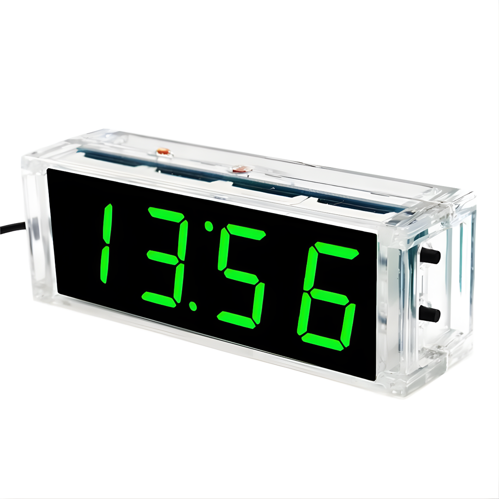 51 MCU LED Digital Clock DIY Kit (Green) – 1-Inch Light-Control Display with Housing for STEM Learning -Robocraze