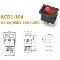 Rocker Switch 6A 250V SPDT 4 PIN Red LED – Reliable illuminated rocker switch - Mini Switch - Robocraze
