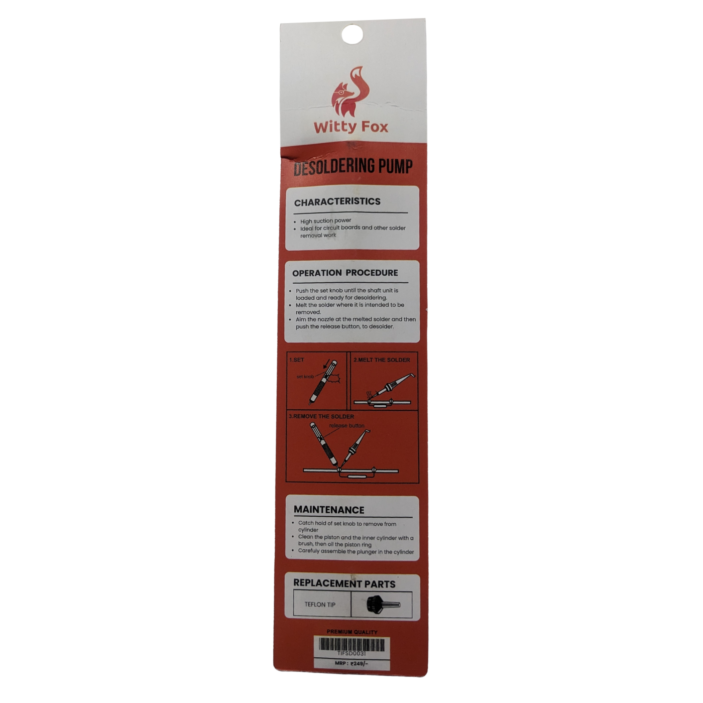 WITTY FOX DESOLDERING PUMP - Robocraze