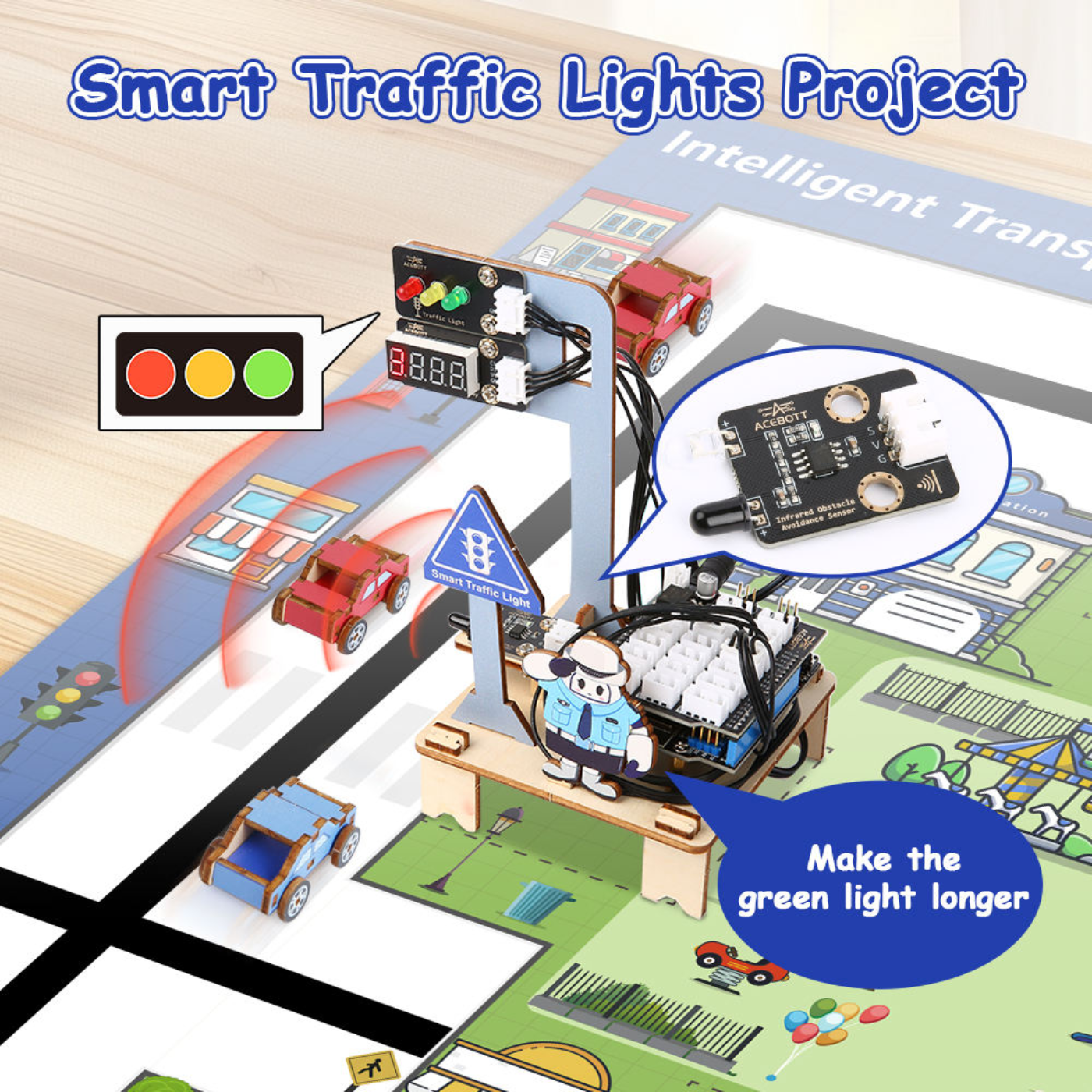 ACEBOTT ESP32 Intelligent Transportation STEM Kit Compatible With Arduino QE027 - Robocraze