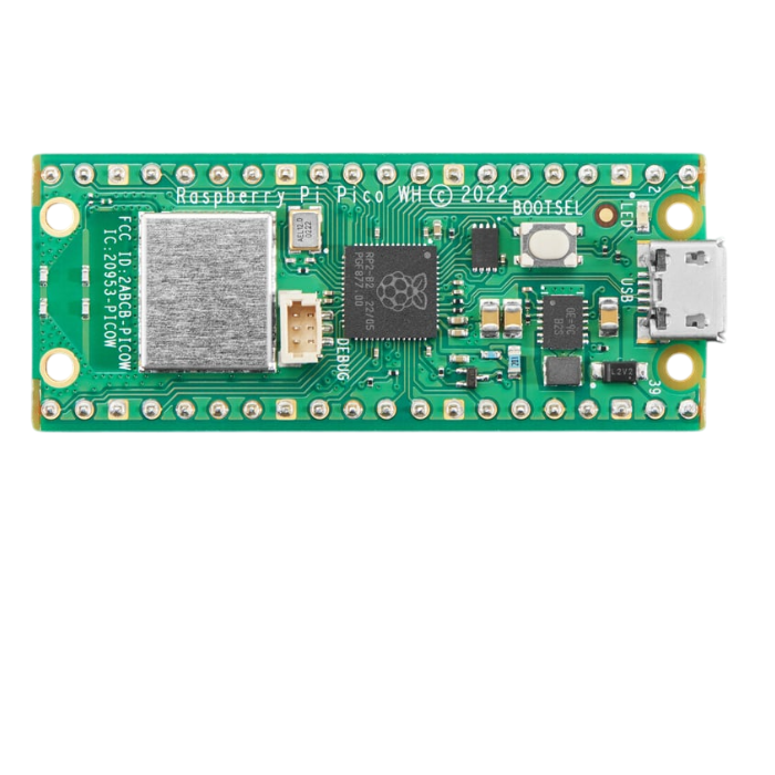 Official Raspberry Pi Pico WH – Compact Raspberry Pi Board with pre-soldered headers. -Robocraze
