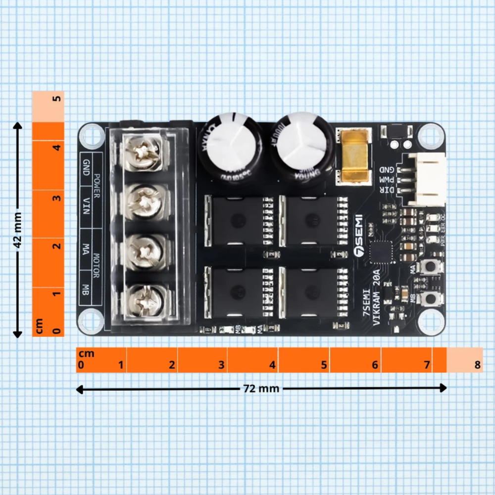 7Semi Vikram 3020 20A 7V-32V DC Single Channel Motor Driver -Motors & Mechanical -Motor Driver -Robocraze