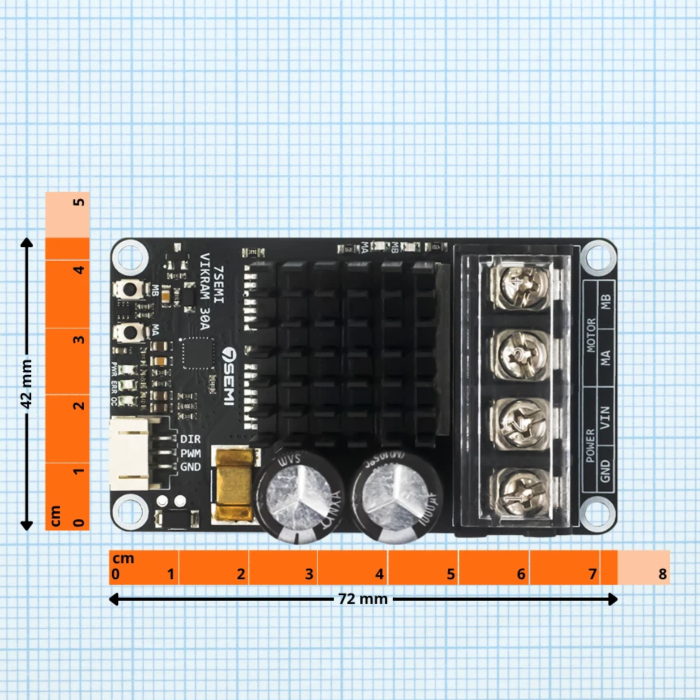 7Semi Vikram 3230 7V-32V 30A Single-Channel Brushed DC Motor Driver -Motors & Mechanical -Motor Drivers -Robocraze