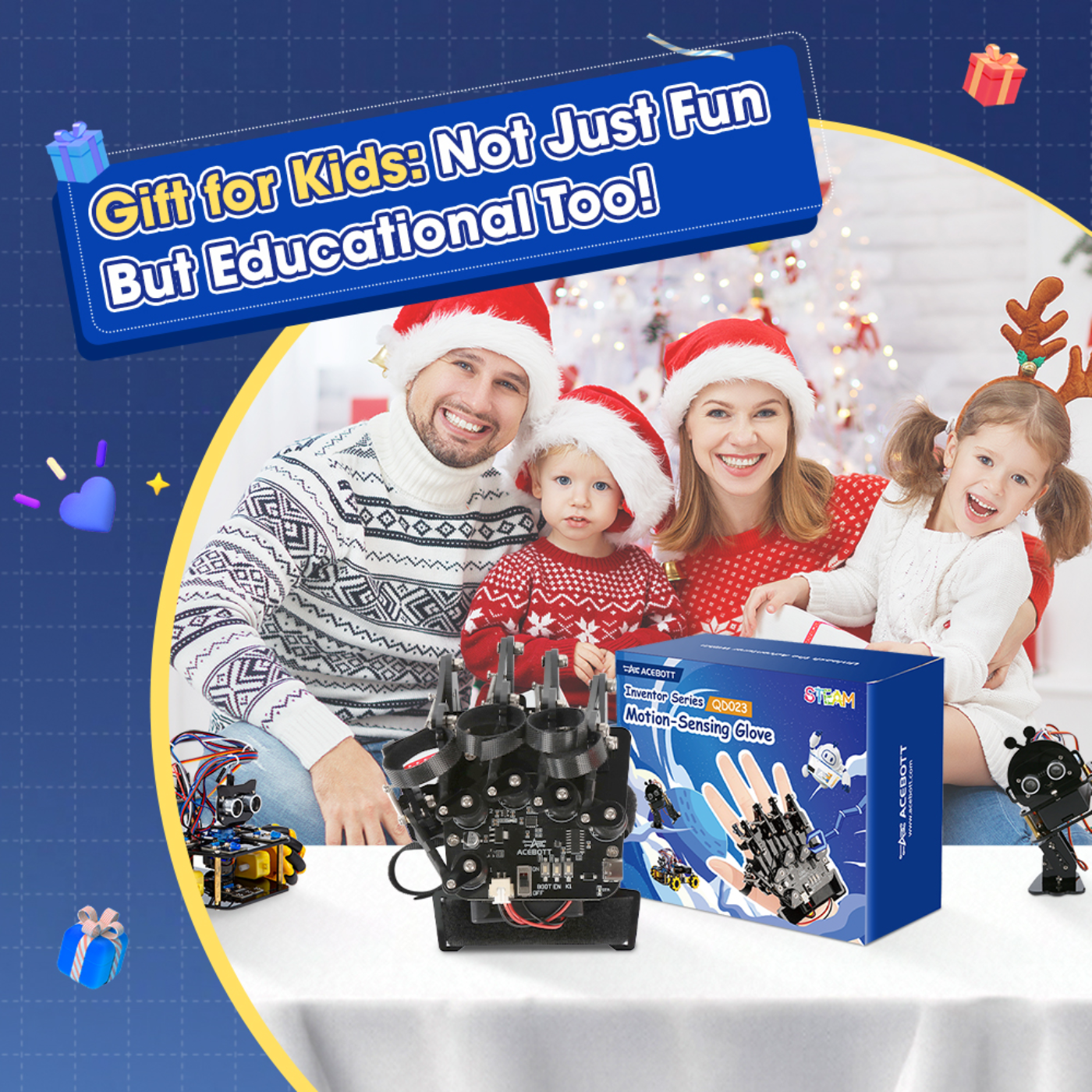 ACEBOTT QD023 Motion-Sensing Glove with Encoders & Accelerometer & Enhanced ESP32 Controller -DIY Kits -Robotic Kits -Robocraze