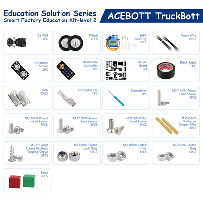 ACEBOTT QE032 TruckBott Smart Car Kit with ESP32 Controller Supports Arduino, ACECode & Python| STEM Classroom & Home Education – Year 5 Level 2 -DIY Kits -Robotic Kits -DIY Car Kit -Robocraze