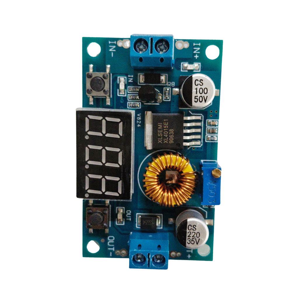 DC-DC XL4015 Adjustable Stepdown Module 5A 75W with 4 Bits Digital Display Voltmeter -Batteries & Power Supply -Buck/Boost -Robocraze