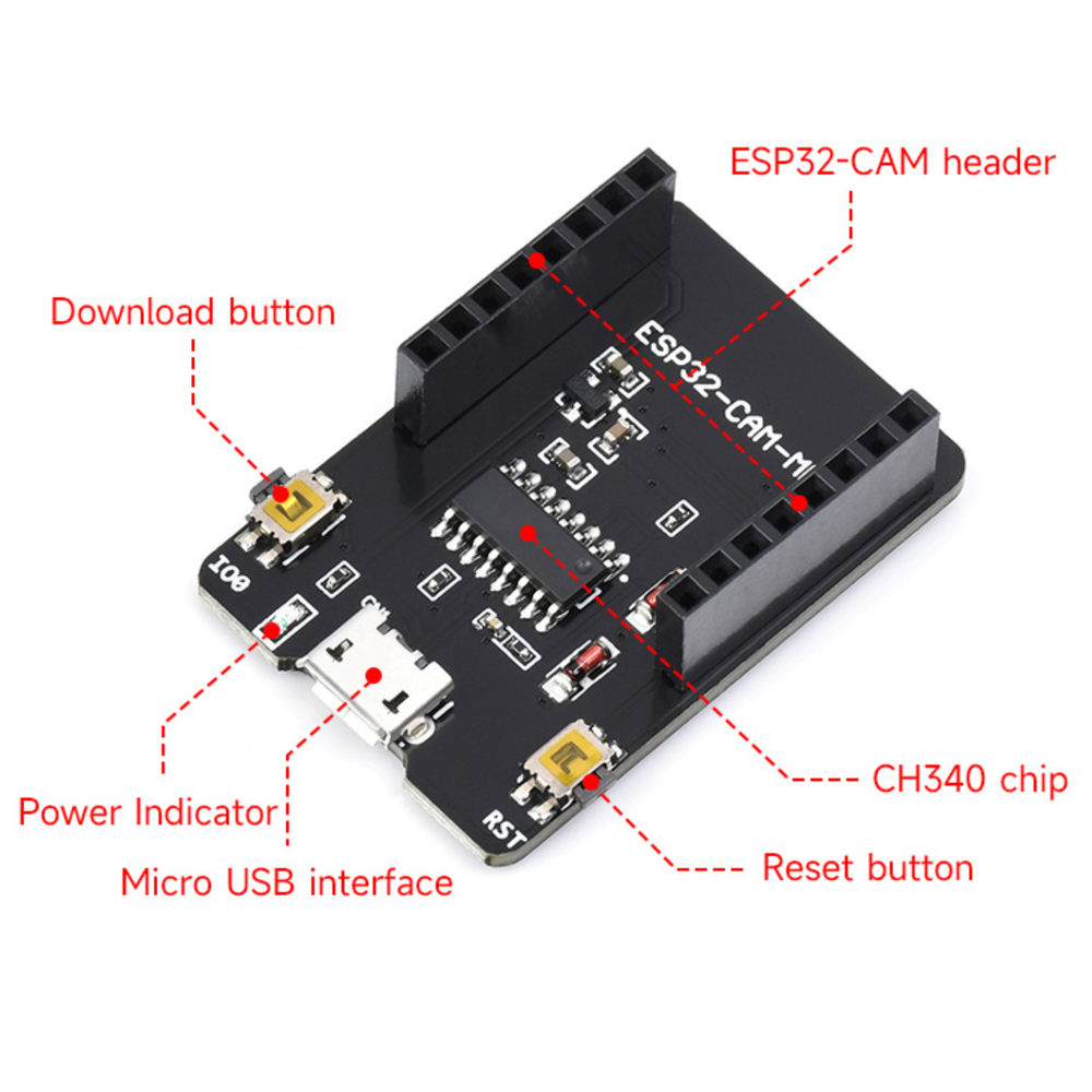 ESP32-CAM-MB Micro USB Programming Module for ESP32-CAM Development Board -IoT & Wireless Modules -ESP Modules -Robocraze