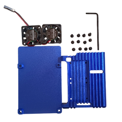 Metal case with double fan for raspberry PI 4 - Blue colour -Raspberry Pi -Raspberry Pi Case -Robocraze