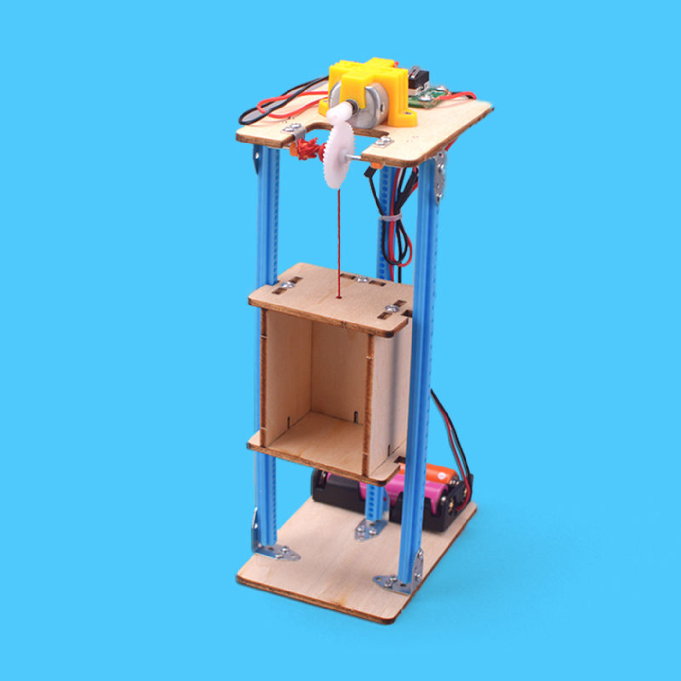 Pludo DIY Electric Lift Kit – Pulley Power Lift Model for Grades 6–8 (Ages 11–14) | Educational STEM Physics Kit -DIY Kit -Pludo Education Kit -Robocraze