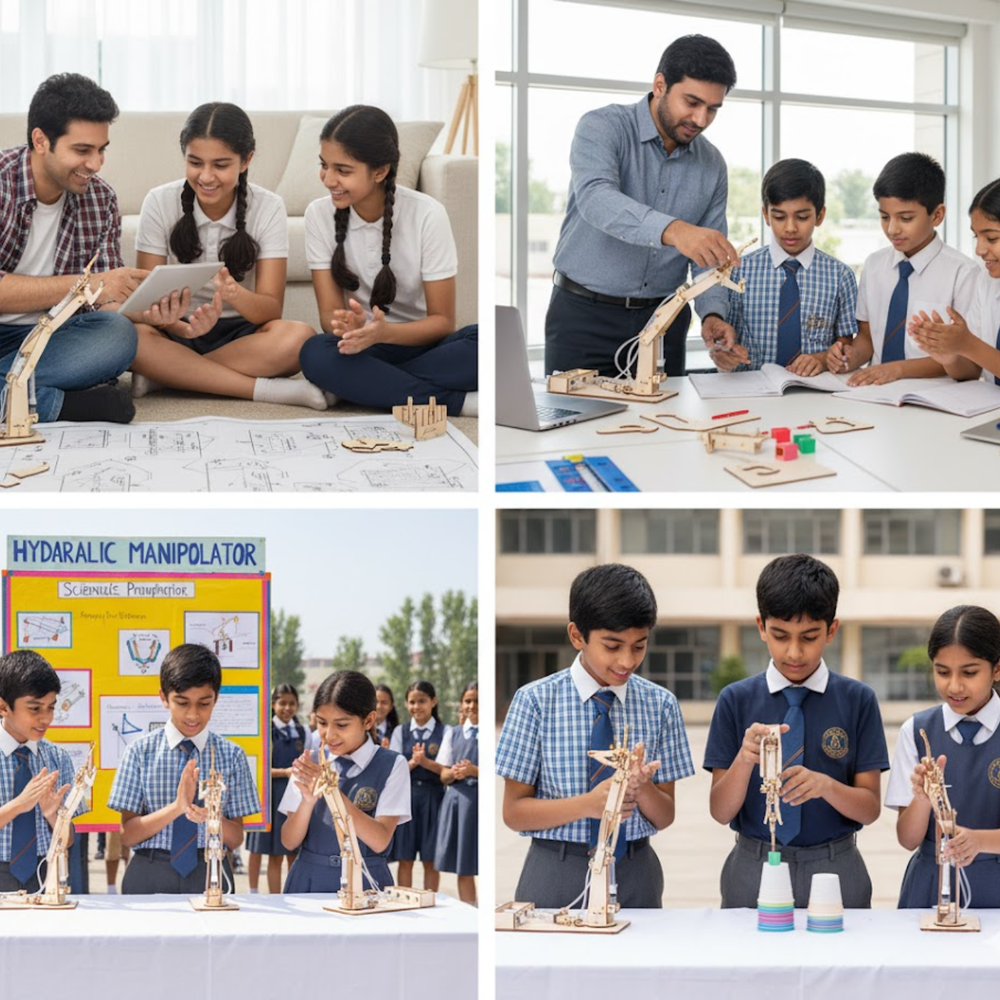Pludo Robotic Arm – DIY Science Experiment Kit for Kids 11–14 | Mechanics and Hydraulic STEM Toy (Grade 6–8) - DIY Kit -Pludo Education Kit -Robocraze