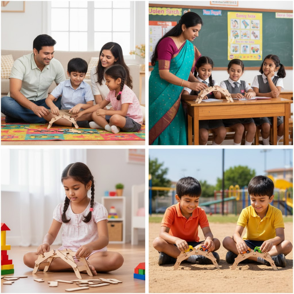 Pludo STEM Kit Little Builders – DIY Educational Toy for Kids 3–8 | Grade Preschool–2 Multiplier Force Bridge Project -DIY Kit -Pludo Education Kit -Robocraze