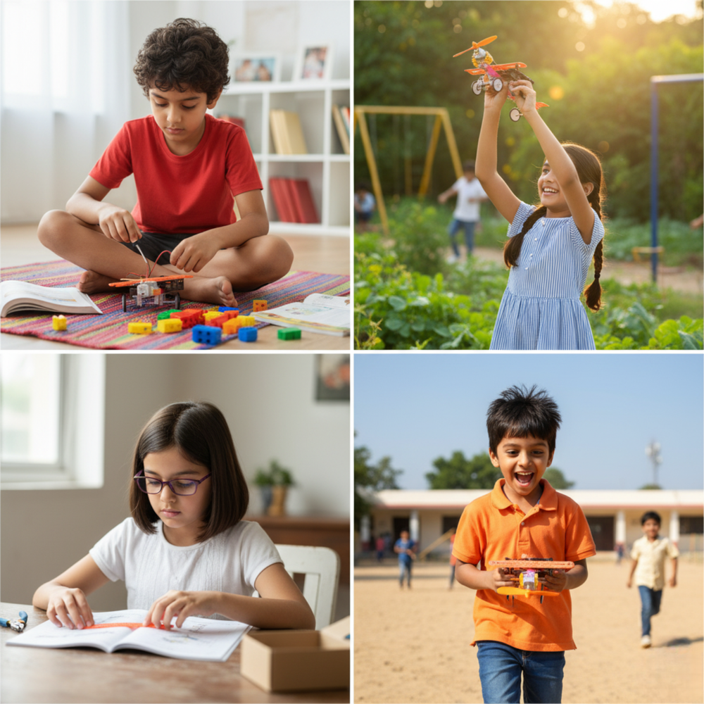 Pludo STEM Kit Power Flight – DIY STEM Toy for Kids 11–14 | Grade 6–8 Electrodynamic Conversion Airplane Project -DIY Kit -Pludo Education Kit -Robocraze