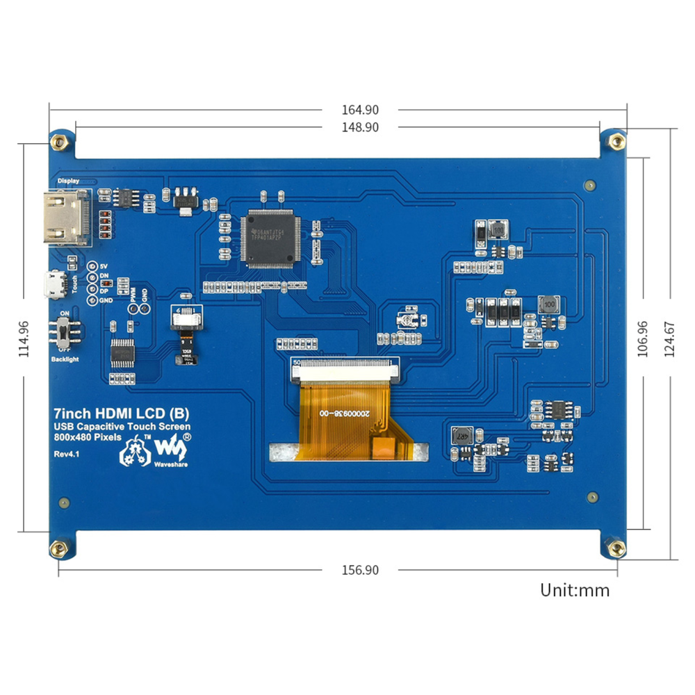 Waveshare 800×480 7inch HDMI LCD (B) Capacitive Touch Screen -Displays -LCD Displays -Robocraze
