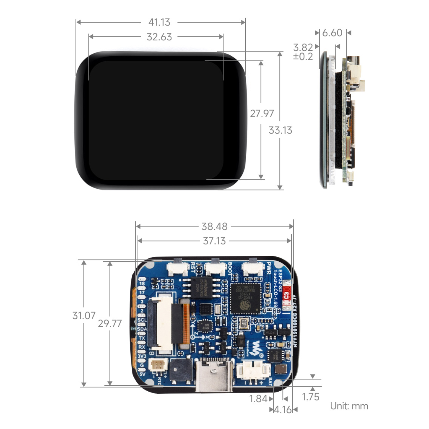 Waveshare ESP32-S3 1.69 Inch 240×280 Touch LCD Development Board with Accelerometer & Gyroscope -Displays -LCD Displays -Robocraze