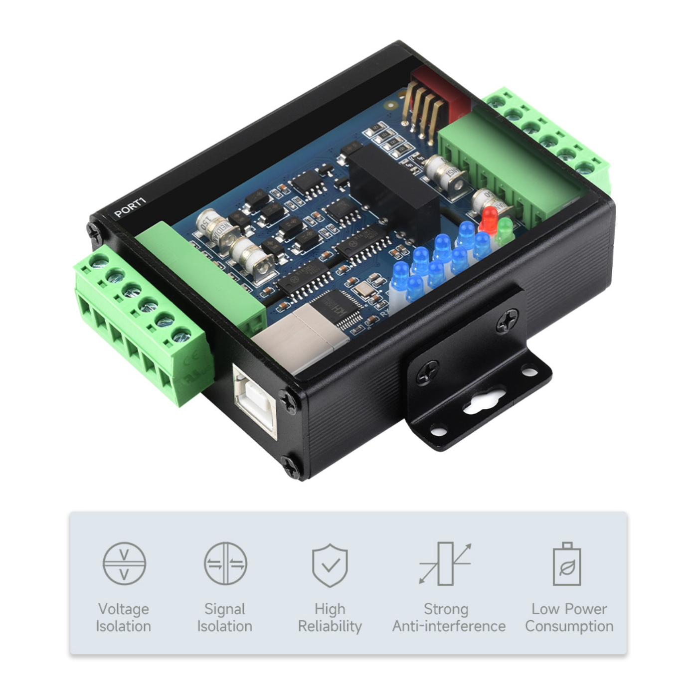 Waveshare Industrial Isolated USB to 4-Channel RS485 Converter – CH344L Chip & Multi-Protection -Cables -USB Cables -Robocraze