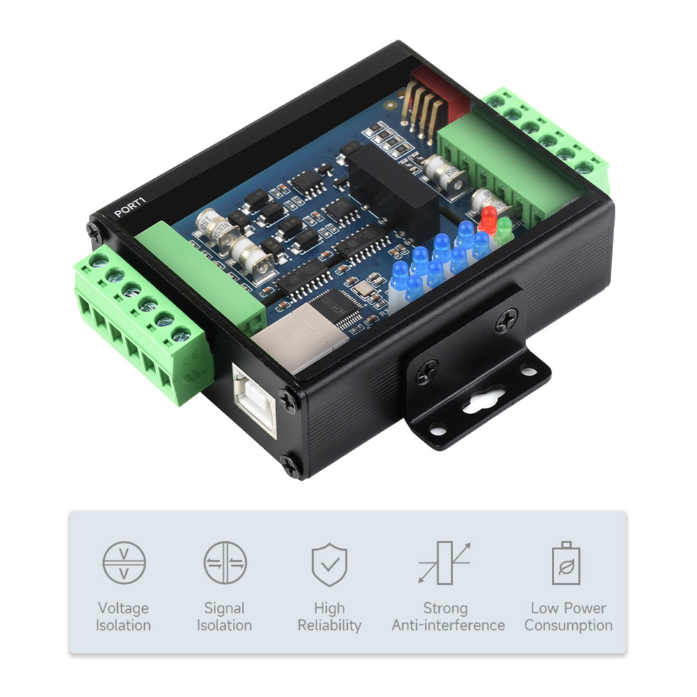 Waveshare Industrial Isolated USB to 4-Channel RS485 Converter – CH344L Chip & Multi-Protection -Cables -USB Cables -Robocraze