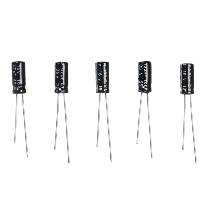 15 Value Electrolytic Capacitor Kit (200PC) – Comprehensive set for circuits & DIY. -Basic Components -Robocraze