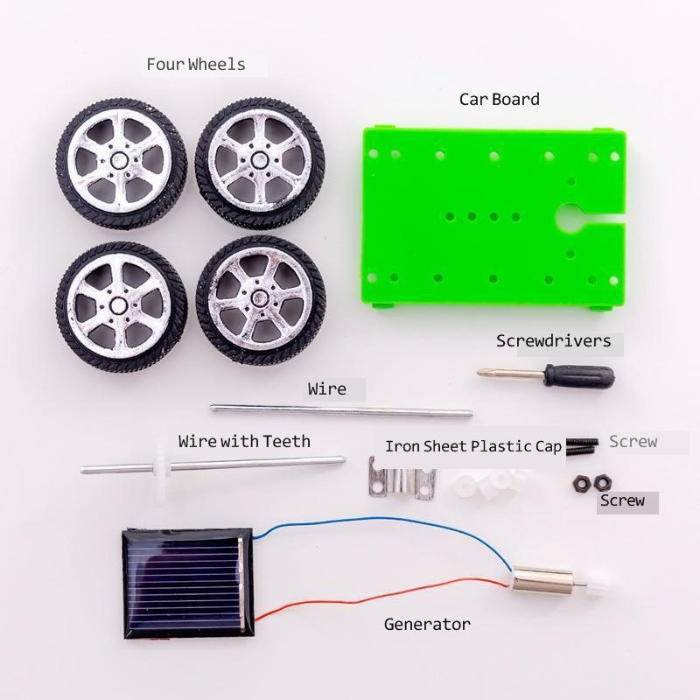 Buy DIY Mini Solar Car Kit Wheel Drive (Green Chassis) Online in
