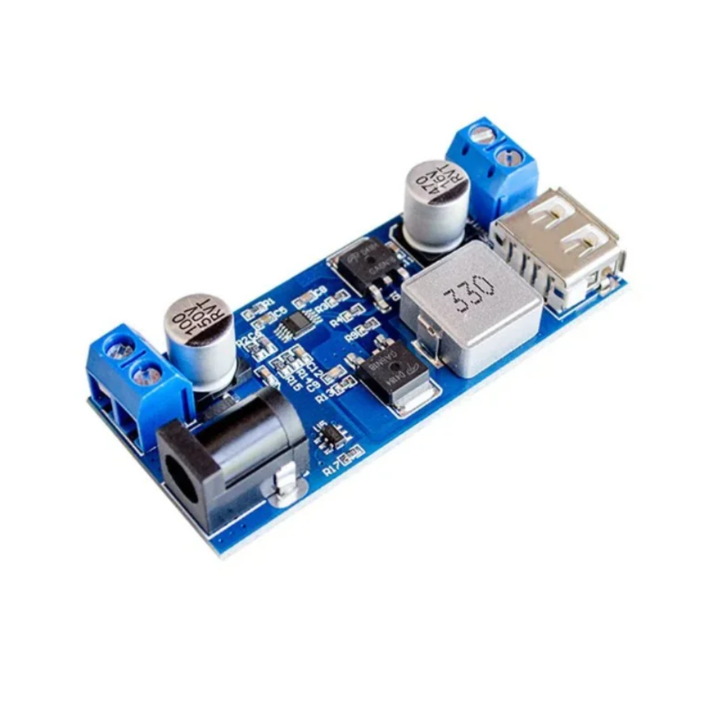 24V/12V to 5V 5A Power Module – DC-DC XY-3606 Step-Down Converter with USB Fast Charging -Robocraze