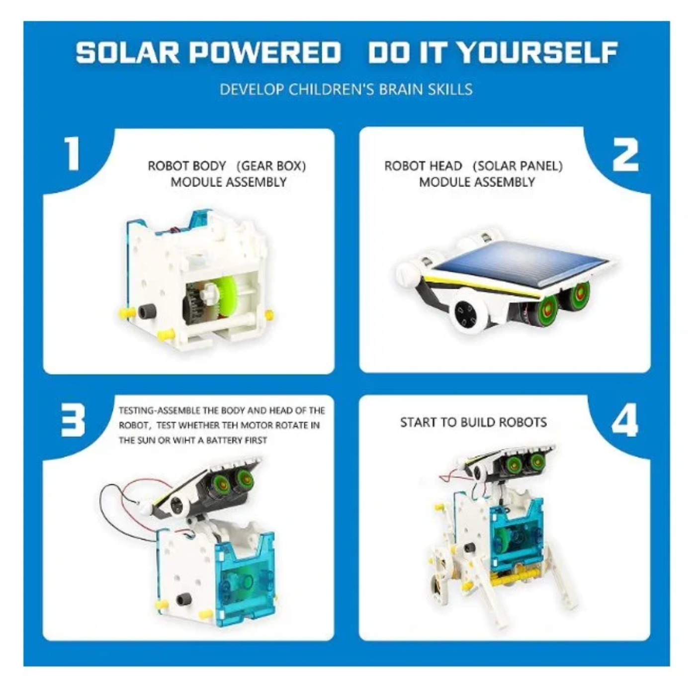 14-in-1 Educational DIY Solar Transformers Robot Toy – Eco-friendly DIY Kits, STEM Kits, Robot Kits -Robocraze