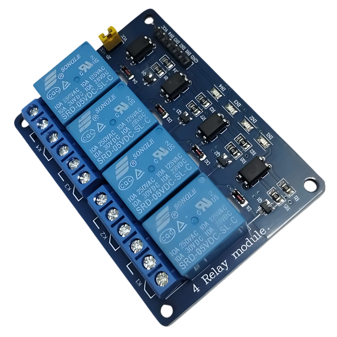 4-Channel 5V Relay Board – 4-channel 5V relay board for electronics projects. -Relay Module -Robocraze
