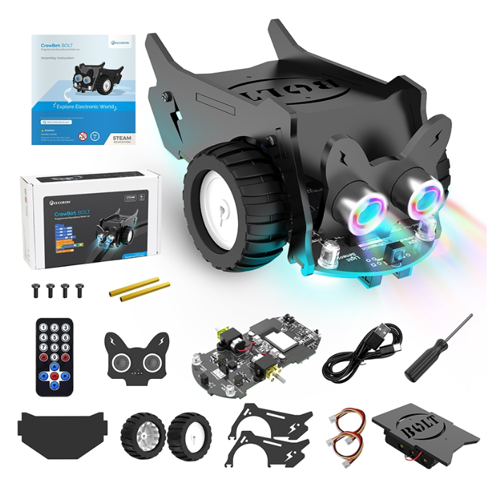 Elecrow CrowBot BOLT Open-source Robot Car – IR remote control for coding & robotics. -STEM Kit -Robocraze