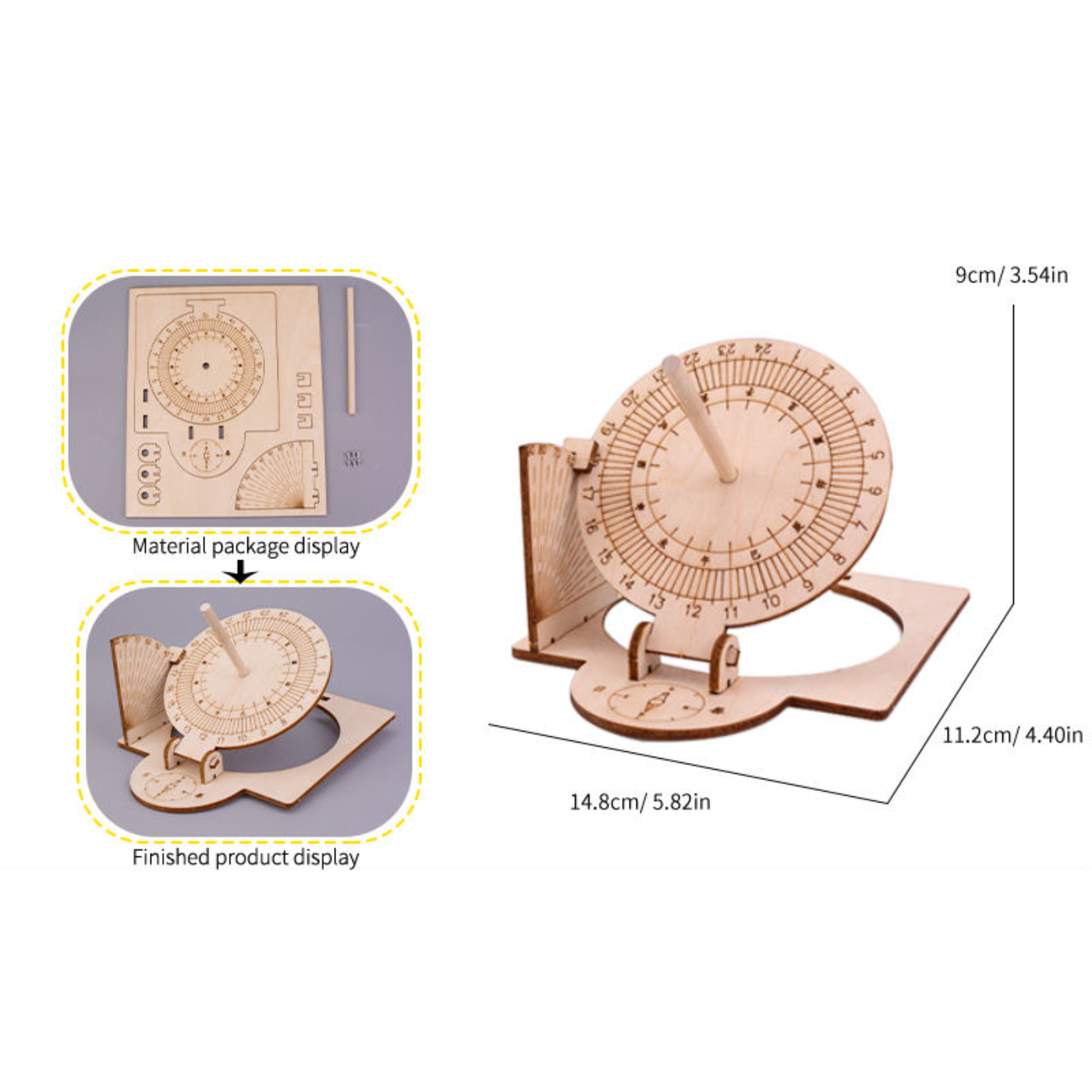 Pludo STEM Kit Sun Tracker – DIY Wooden Sundial Educational Toy for Kids 8–11 | Grade 3–5 Solar Time Science Learning Kit -DIY Kit -Pludo Education Kit -Robocraze