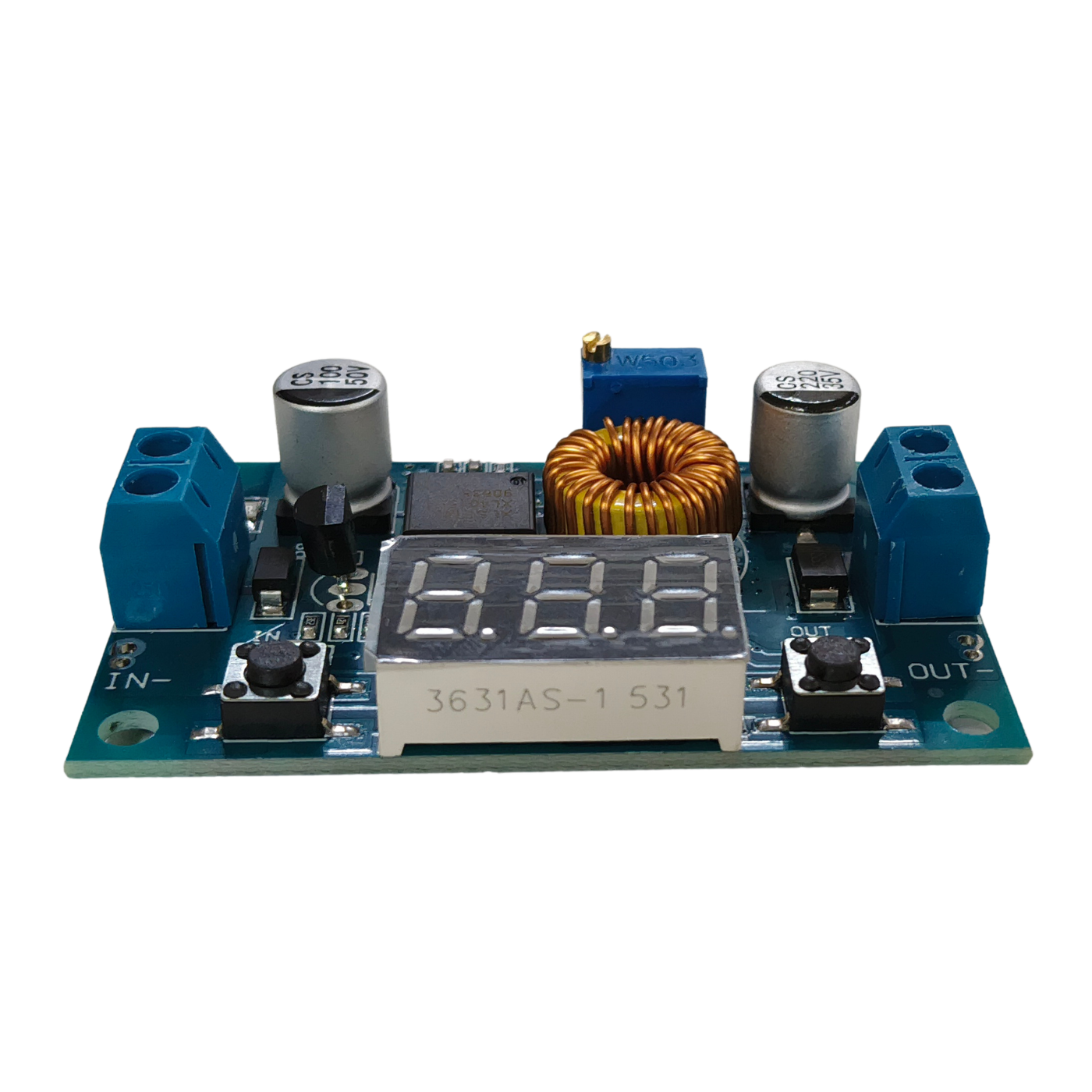 DC-DC XL4015 Adjustable Stepdown Module 5A 75W with 4 Bits Digital Display Voltmeter -Batteries & Power Supply -Buck/Boost -Robocraze