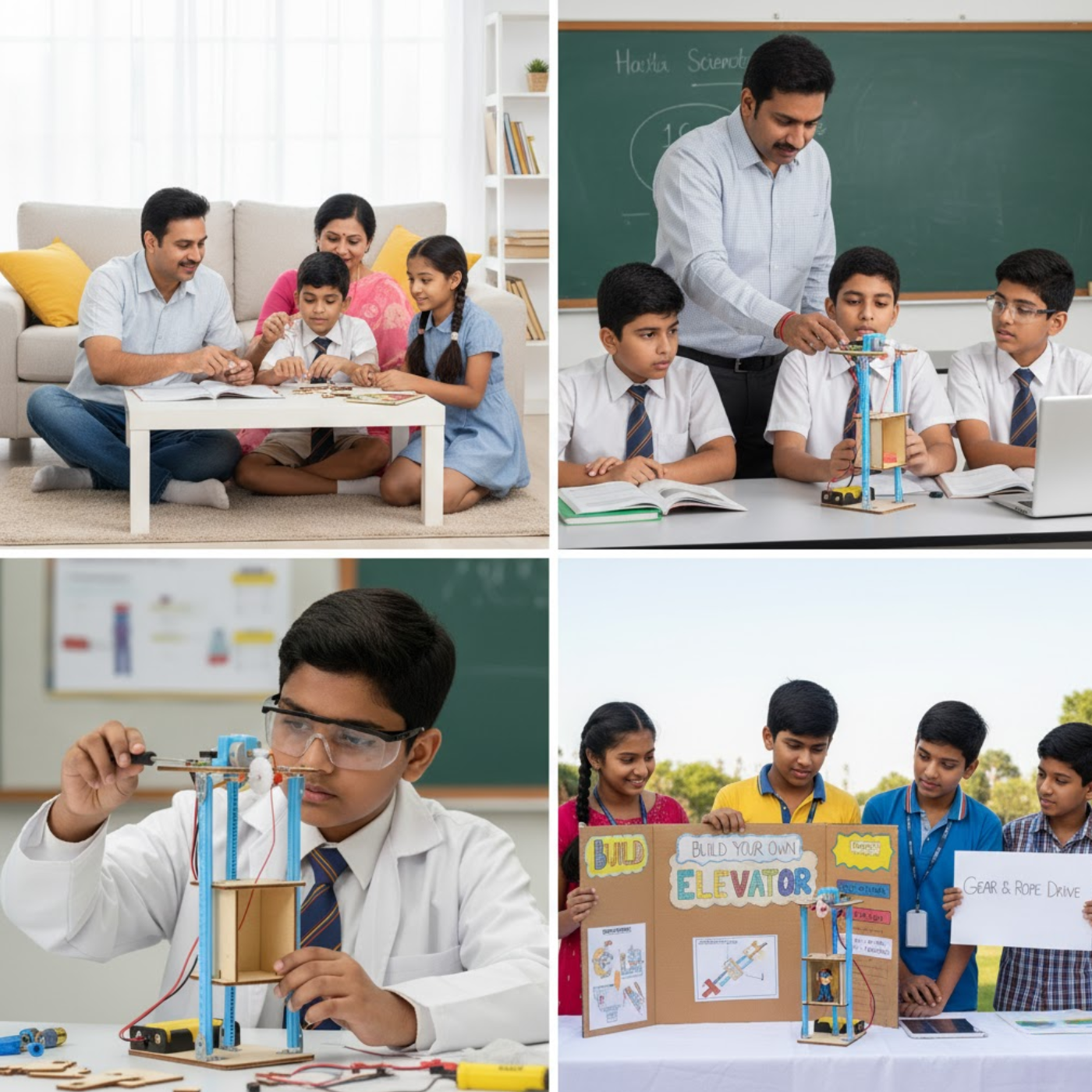 Pludo DIY Electric Lift Kit – Pulley Power Lift Model for Grades 6–8 (Ages 11–14) | Educational STEM Physics Kit -DIY Kit -Pludo Education Kit -Robocraze