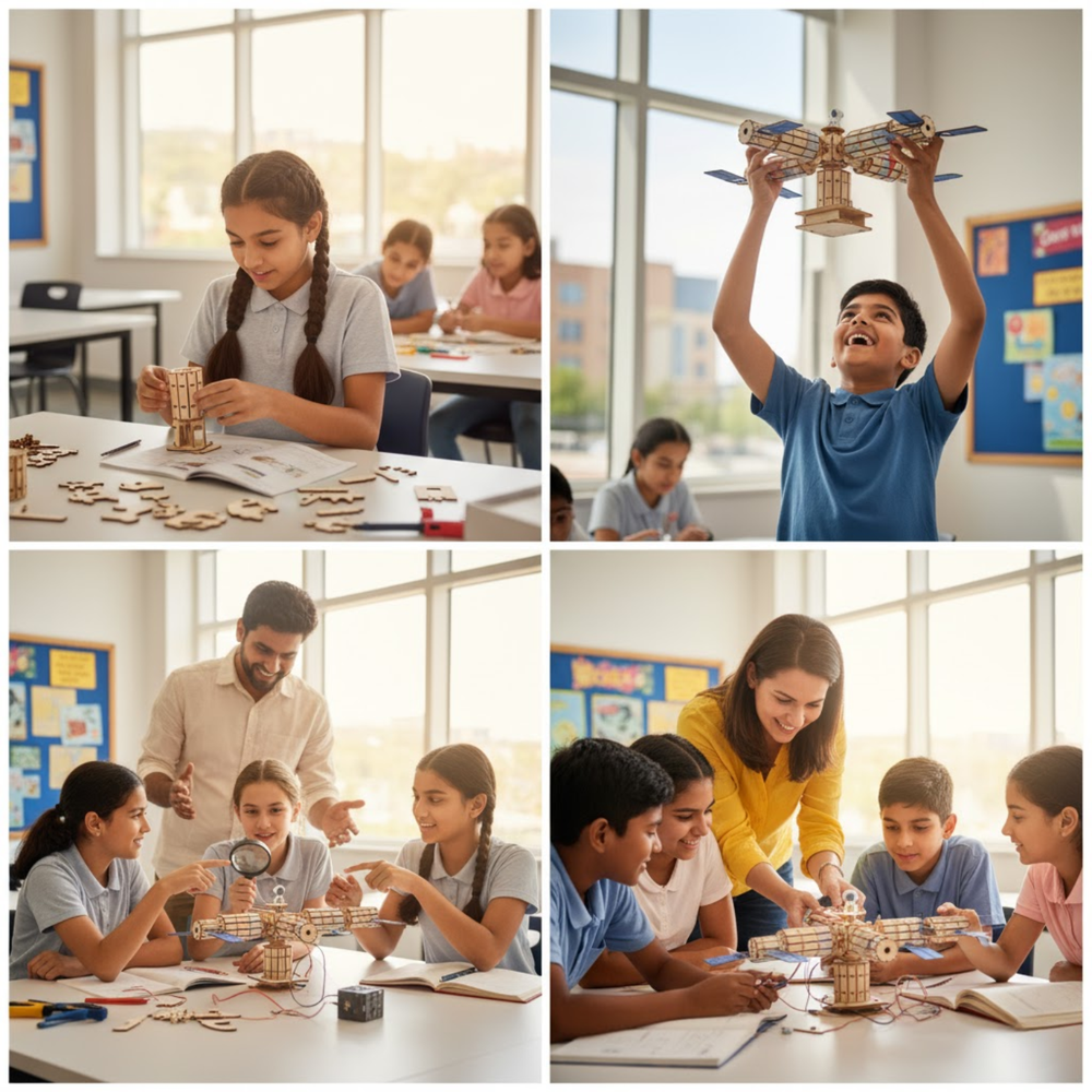 Pludo STEM Space Station Kit – Electrical Energy into Mechanical Motion DIY Science Kit for Kids 11–14 | Grade 6–8 - Robocraze