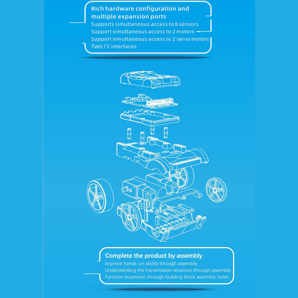 RoboRun JMC-NY-1799 Programmable 4 Wheeled RC Robot Car Kit for Children -DIY Kits -Robotic Kits -Robocraze