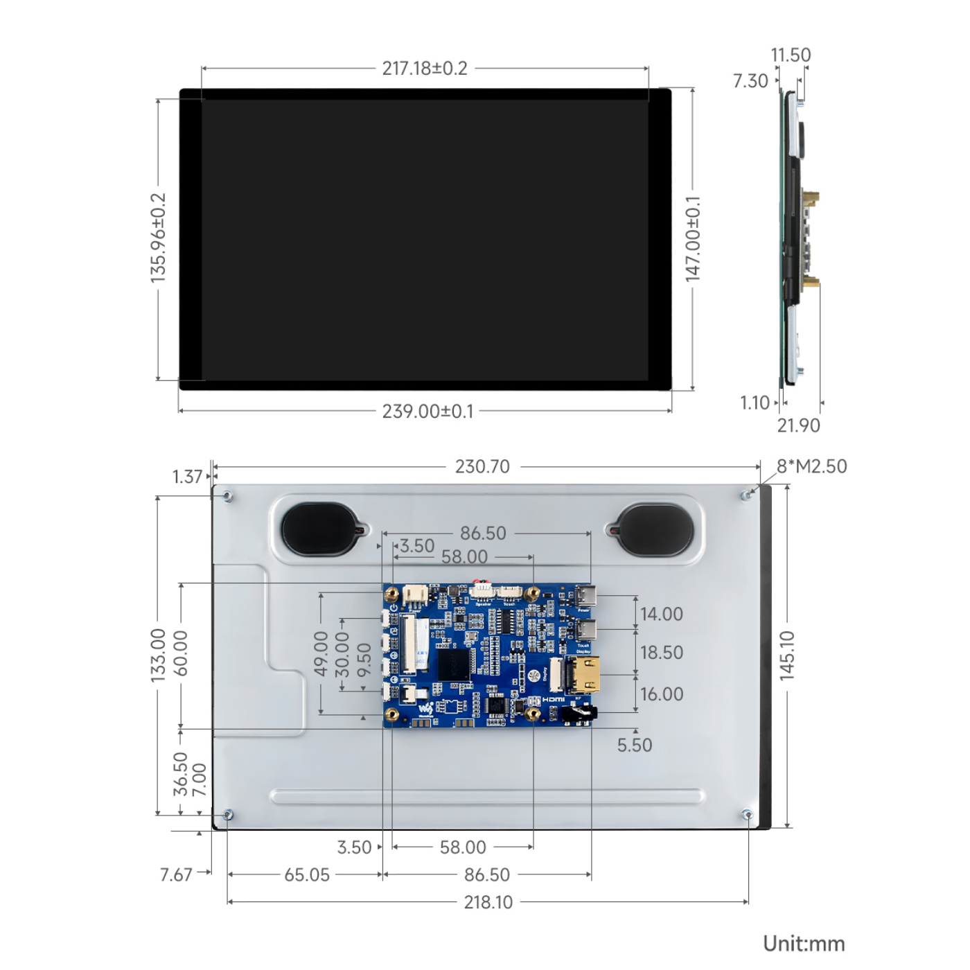Waveshare 10.1-Inch IPS LCD Capacitive Touchscreen Display, 1920×1200, HDMI, Optical Bonding, 10-Point Touch -Displays -LCD Displays -Robocraze