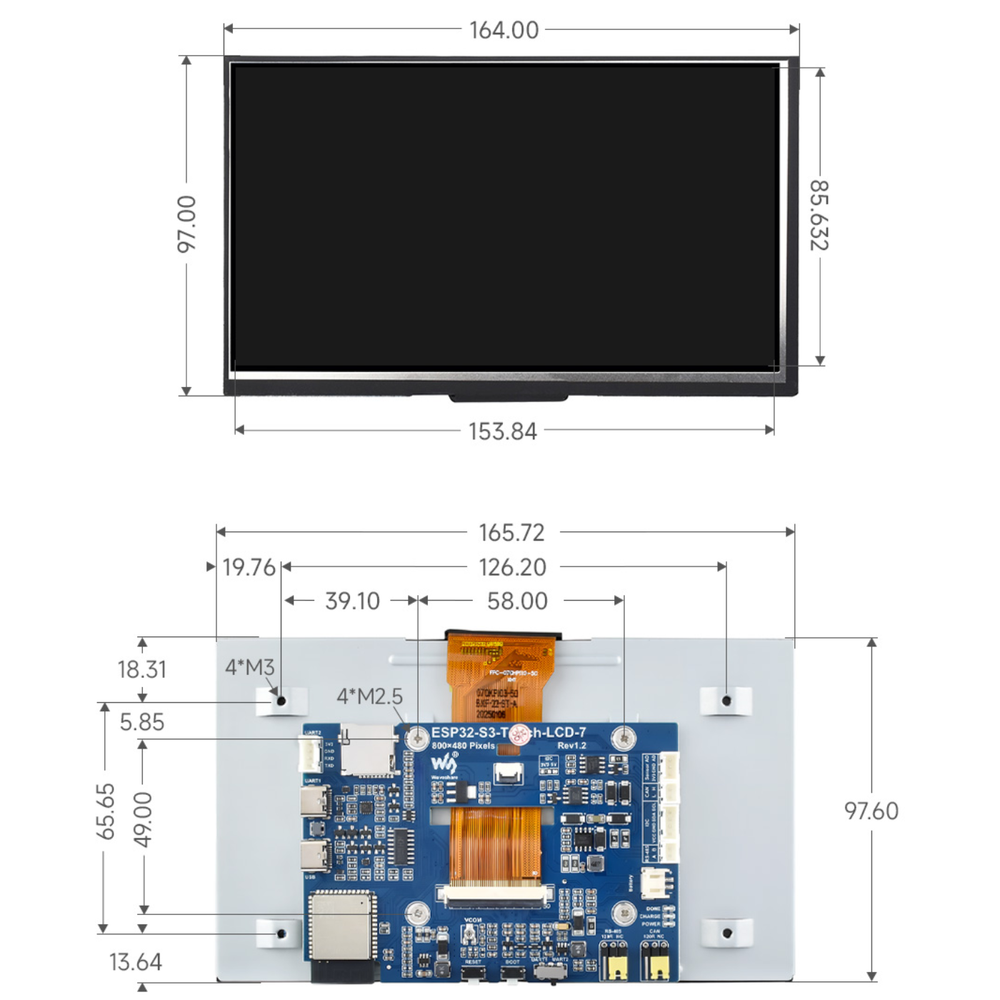 Waveshare ESP32-S3 7-Inch LCD Display Development Board with 800×480 Screen, Dual-Core LX7 Processor, WiFi & Bluetooth -Displays -LCD Displays -Robocraze