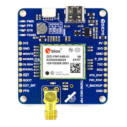 u-blox ZED-F9P Dual-band GNSS RTK SMA Modem - 7Semi