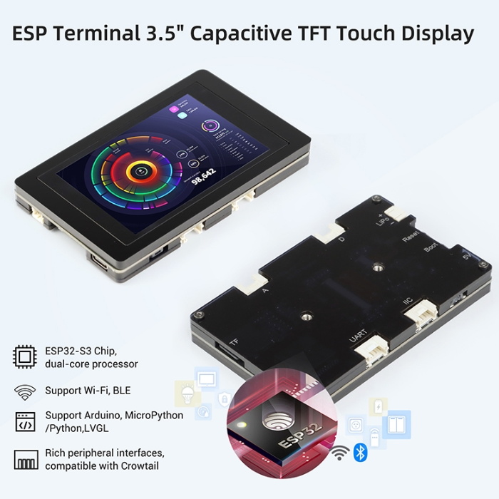 ELECROW ESP32 Terminal – 3.5" RGB TFT capacitive touch display for IoT & embedded projects. -TFT Display -Robocraze